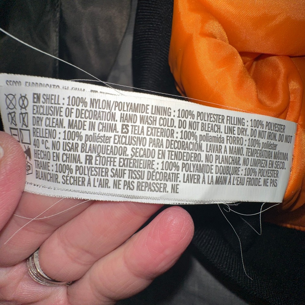 Forever 21 Women black Bomber Jacket Orange Lining MA1 Style Size Medium‎ - Picture 5 of 5